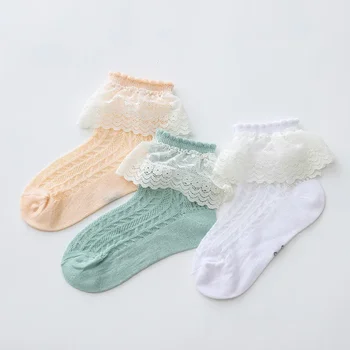 1-10 години, нови Корейски Пролет-лято Дантелени чорапи за момичета с принцеса за танци в корейски стил, меки Еластични чорапи Дишащи за момичета