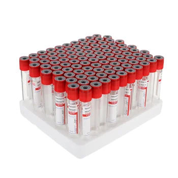 100 Бр Пробирка за събиране на кръв, обем 10 мл Стъклени шишенца за изпитване с капачки за Еднократна употреба Пластмасови