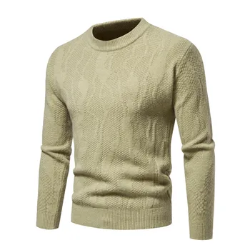 2023 Нов зимен мъжки пуловер, пуловер с обрат от пържено тесто, Винтажное однотонное трикотажное палто, Корейски модерен мъжки топ, топъл