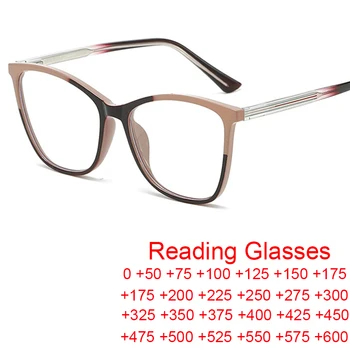 2023 Нови Модни Дамски Очила За Четене TR90 Анти-Светло Синьо Котешко Око на Компютърни Очила Ретро Двоен Цвят Голяма Дограма за Оптични Очила