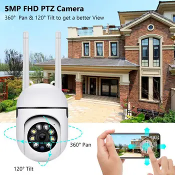 4-кратно Увеличение Двухчастотный Wifi Wifi Ip Камера Цветно Нощно Виждане Ai Откриване на Човек Мини Камера за Сигурност Видеонаблюдение Cam 5mp