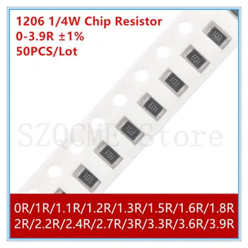 50ШТ 1206 1/4 W 1% Чип-резистор 0R 1R 1.1 R R 1.2 1.3 R 1.5 R 1.8 R 2R 2.2 R 2.4 R 2.7 R 3R 3.3 R 3.6 R 3.9 R SMD
