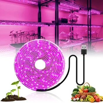 5V USB LED Plant Grow Light Пълен Набор от 1-5 м Ивица Растително Светлина Фито-Лампа За Оранжерии За Отглеждане на Разсад на Цветя Палатка Хидропоника