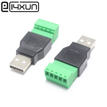 EClyxun 10шт Включете USB 2.0 A до 5-номера за контакт Винтовому конектора USB Конектор с екран USB2.0 Вид на Винтова клеммной опората