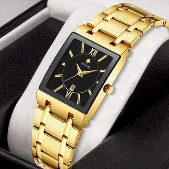 Relogio Masculino WWOOR Златни часовници Мъжки Квадратни Мъжки часовници Най-добрата марка на Луксозни Златен кварцов Водоустойчив ръчен часовник от неръждаема стомана