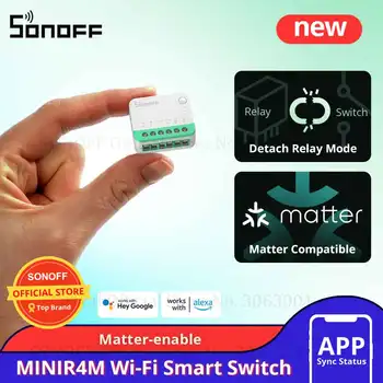 SONOFF MINIR4M Wifi Smart Switch Matter Безжичен контролер Wi-Fi Универсален прекъсвач Умен дом Работи с Алекса Google Home