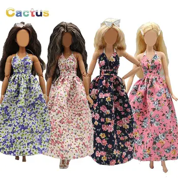 Аксесоари за кукольной дрехи 1БР, halter с перепонками, рокля с цветя модел, подарък за момиче, кукла, сменное рокля