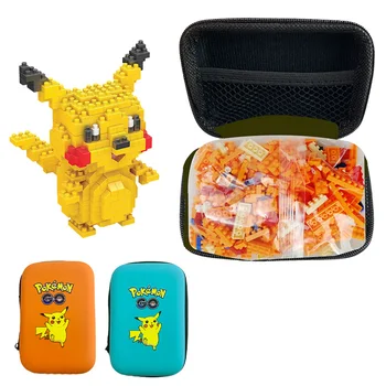 Блокове Pokemon Pikachu с чанта за съхранение на Строителни тухли микро-малка цифра, Детски Игри Abra Groudon boy Детски образователен подарък