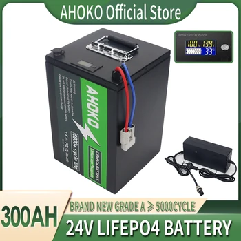 Вградената батерия LiFePO4 24, литиево-железен фосфат акумулаторни батерии BMS 300AH, 5000 цикъла на зареждане за кемперов, голф количка, слънчеви панели