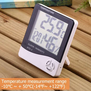 Вътрешен Мини-LCD-безжичен термометър HTC-1 Smart Electric, дигитален влагомер, термометър, метеорологичната станция часовник с будилник