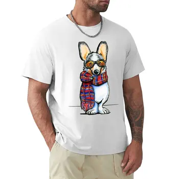Готина тениска с изображение на животни Corgi за момчета, летни потници, облекло, с аниме, мъжки ризи с шарени аниме