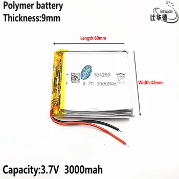 Добро качество на 3,7 В, 3000 mah 904260 Полимерна литиево-йонна батерия за таблети, GPS, mp3, mp4