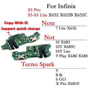 За Infinix Hot Note Tecno Spark Zero S5 7 10 10T Lite X Pro 6 Go 8 8и 9 Play USB Докинг станция За Зареждане Конектор Заплата Гъвкав Кабел