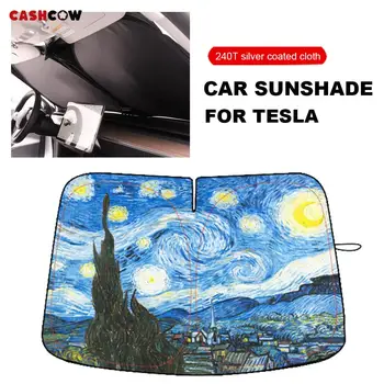 Звездното Небе сенника На Предното Стъкло на превозното средство Козирка На Предното Стъкло Козирка Слънцезащитен Крем с UV-Защита За Tesla, Модел S 3 X Y Всички Модели