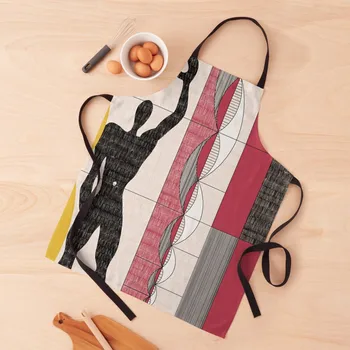 Илюстрация на архитектура Льо Корбюзие, минималистичен цветен молив, Модулен Престилки, Униформи-готвач за мъже, Дълга Престилка