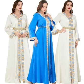 Кафтан Женски Абайя Мюсюлманската Дълга рокля Макси Ислямска Мароканска страна Джилбаб Рамадан