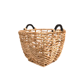 Кафява кошница за съхранение на водорасли с дървени дръжки
