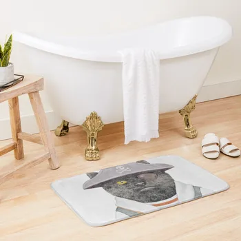 Комплект постелки за баня с пиратски котка В банята, подложка за тоалетна, вход килим в банята, подложка за баня