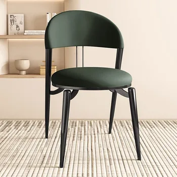 Крем Модерен Дизайнерски стол за хранене, Офис Модерен стол за Хранене, Красив офис, спалня, хол, Метални мебели Comedor