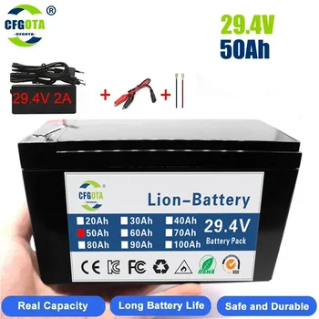 Литиева батерия 18650 капацитет от 24 До 50 Ah, акумулаторна с led осветление, за led лампи, слънчева акумулаторни батерии за електрически автомобил + зарядно устройство 25,2 В