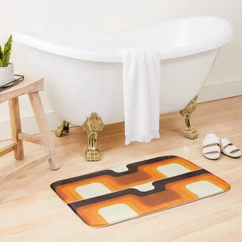 Модерен стил средата на века отговаря на 1970-та Оранжеви коврикам за баня, коврикам за спалня, за вратата на тоалетната, за крилото на килима