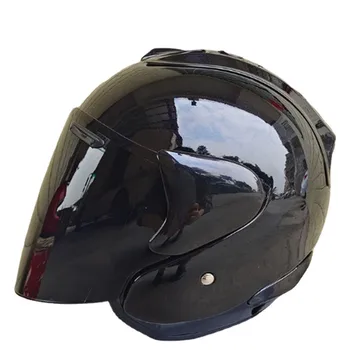 Мъжки и женски мотоциклет шлем с открито лице Ram4, ярко черно полушлем, ултра-леки състезателни каски Casco