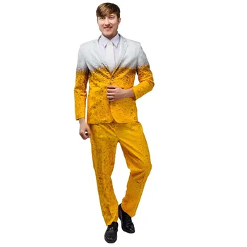 Мъжки костюм за Октоберфест, костюм за cosplay с баварским бира, костюми за възрастни, облекла за ролеви игри, жълти костюми за бира партита, фантастика