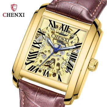 Мъжки ръчен часовник CHENXI Автоматични Механични Военни Спортни Оригинални Мъжки Часовници Най-добрата марка на Луксозни Skeleton Hollow Watch Подарък 8816