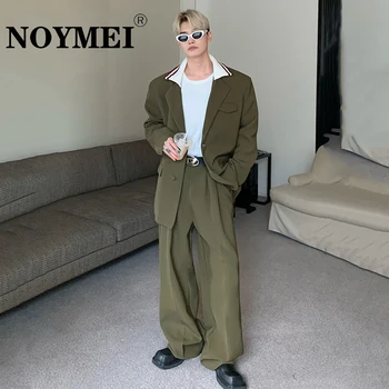 Нишевый дизайн NOYMEI, Елегантни костюми, мъжки трикотажни блейзери с лоскутными наслоявания, бизнес ежедневни панталони са с високо качество WA2737