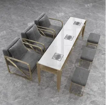 Ноктите маса и стол с вградена прахосмукачка Light luxury marble paint единична, двойна, тройна ноктите маса