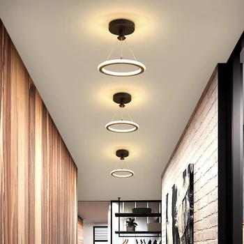 Плафониери в скандинавски стил за дизайн на пътеката, трапезария, черни тела в коридора, плафониери за осветление за кухня в хола