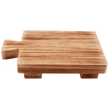 Правоъгълна дървена поставка с дръжка, малка, за банята, дървена поставка за сапун ястия