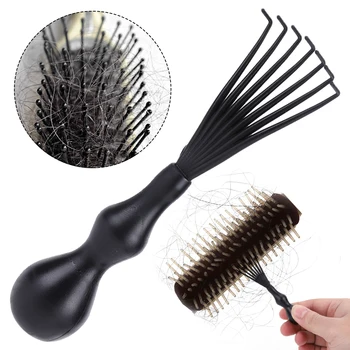 Препарат за почистване на четки за коса, гребен с пластмасова дръжка, лека мини четка за отстраняване на всички замърсявания от косата, преносими за употреба в салон.