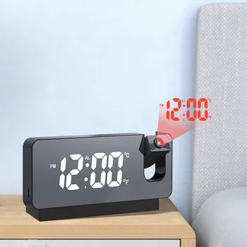 Проекцията на алармата със завъртане на 180 °, USB електронен тавана проектор led цифров малка странична масичка в спалнята