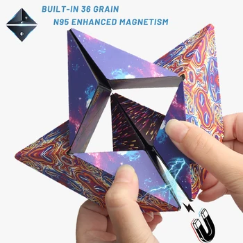 Триизмерен Магнитен Цветен Магически Куб, Геометрия, Вертикална Обемна декомпресия, Образователна играчка, Деформация, Магнитна тренировка на мислене, Промяна