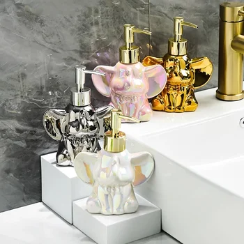 Украса баня Бутилка емулсия във вид на слон, Керамични опаковка сапун, натиснете бутилка, Захранващи битови шампоан, аксесоари за баня