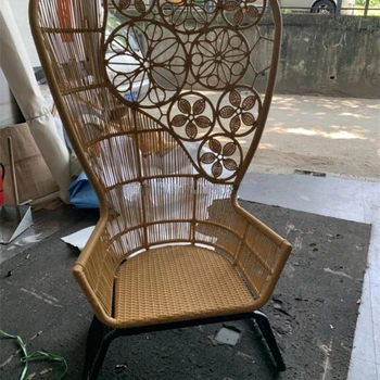 Уникална изящни мебели от ратан с дизайн на облегалката съвременно оплетка стол за улици