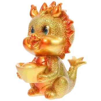 Фигурки на дракон в китайския Зодиак Златни Фигурки на Дракон 2024 Година Статуя на Дракон Смола Украшение Фън шуй Нова Година