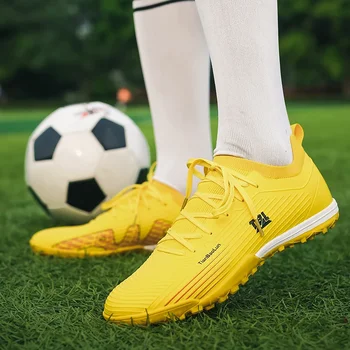 Футболни обувки, мъжки футболни обувки с твърдо покритие, осветлението на нескользящие многоцветни маратонки за тренировъчен мач, Мъжки маратонки за мини-футбол на трева