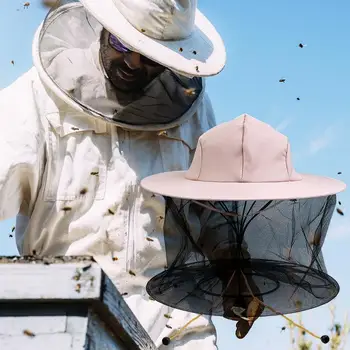 Шапка за защита от пчели, пчелар Ковбойская шапка за пчеларството от комари Мрежа от насекоми Завесата Защита на главата и лицето Инструмент за защита на Пчеларя от мед