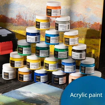 100 МЛ консерви акрилна боя за студенти, създаващи картини със собствените си ръце, Водоустойчив слънцезащитен крем, безопасен и без мирис Висококачествен художествен пигмент