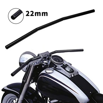 7/8-инчов мотоциклет волана 22 мм Черен с директен съпротива Bar, Cafe Racer за Honda, Kawasaki, Yamaha, Suzuki Chopper Bobber