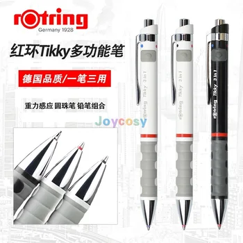 rOtring Tikky 3-в-1, Ръчна химикалка писалка-молив Черен и червен цвят, Дръжка за отделяне на 0,5 mm 0,7 mm, удобна функционалност