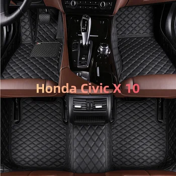Автомобилни стелки за Honda Civic X 10 ФК FK 2016 ~ 2021 Килими Кожена подложка за пода Килими Детайли на интериора Водоустойчив полагане на Аксесоари за Автомобили