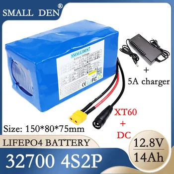акумулаторна батерия Lifepo4 12,8 V 14Ah + зарядно устройство 14,6 V 5A 32700 4S2P 12V вграден източник на непрекъсваемо захранване 20A BMS + зарядно устройство