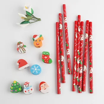 Коледен молив с гумичка, мультяшные стационарни моливи за деца, студенти в произволен стил