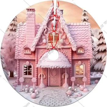 Коледна къща, пола-елха, Коледен бал, на снежните сцени, Мультяшная сладка Розова пола-ела, подложка за украса на коледните празниците