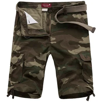 Летни къси панталони-карго, мъжки камуфляжные ежедневни памучни Широки бермуди с множество джобове, градинска облекло в стил хип-хоп, военни Тактически работни панталони