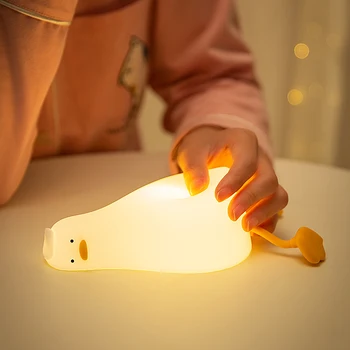 Патешки Ночники Led нощна светлина Пате Акумулаторна Лампа USB Cartoony Силикон Украса на Детски спални Подарък за Рожден Ден