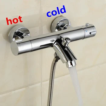 Смесител за душ в банята Водопадные Смесители за душ Термостатичен Смесительный клапан, Термостатичен смесител за душ Смесител за душ с две розетки